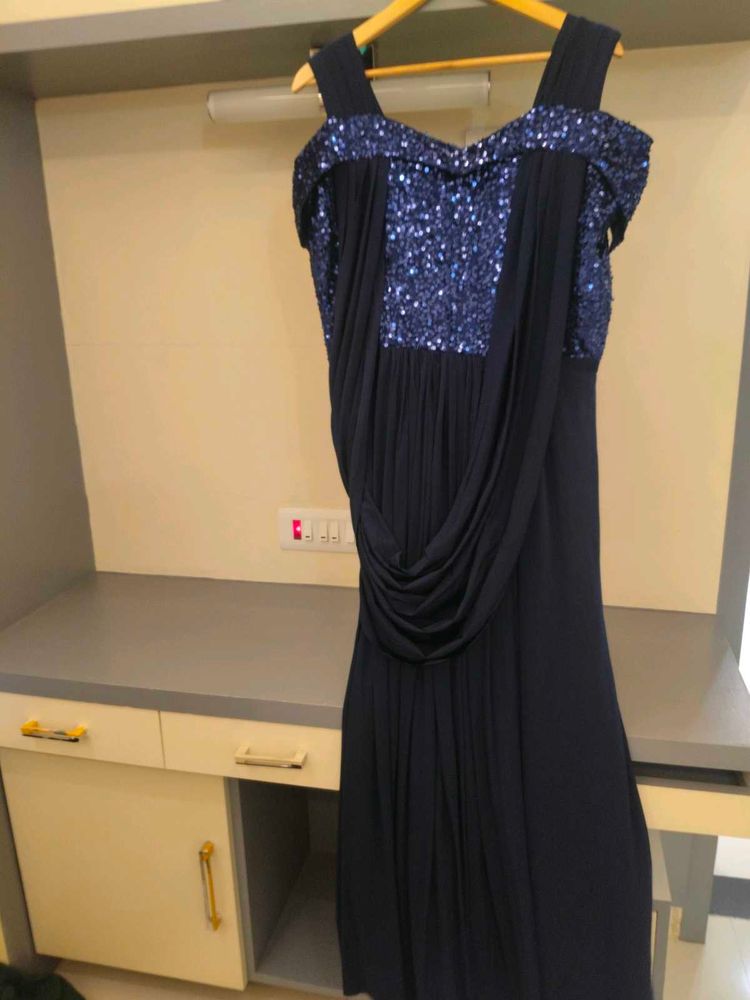 Stunning Navy Blue Sequin Gown