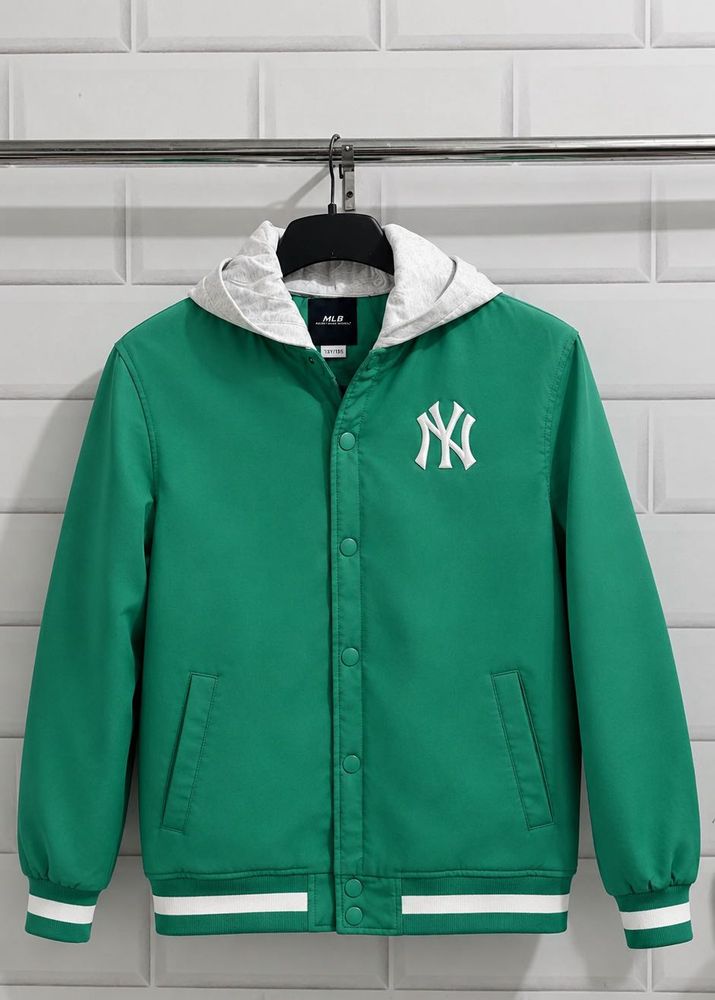 Green MLB Varsity Jacket with Hoodie