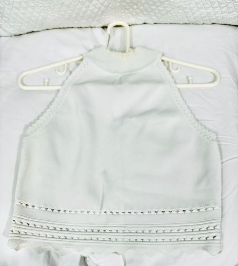 White Lace Trim Halter Top