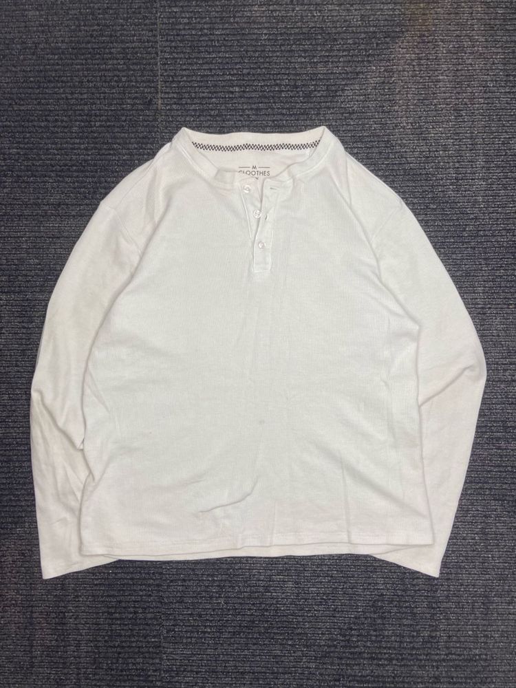 Classic White Long Sleeve Henley Top