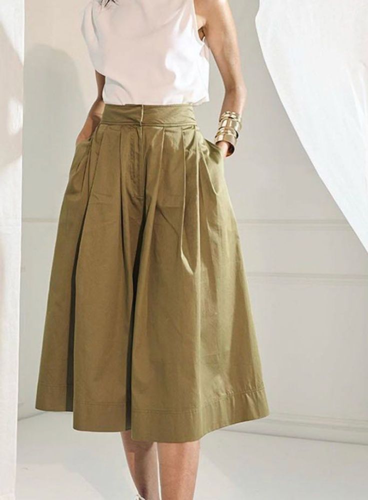 Stylish Olive Green Wide-Leg Pants