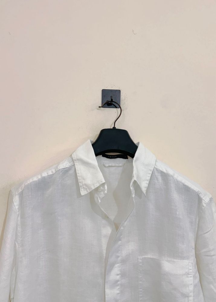 Men's Classic White Linen Shirt