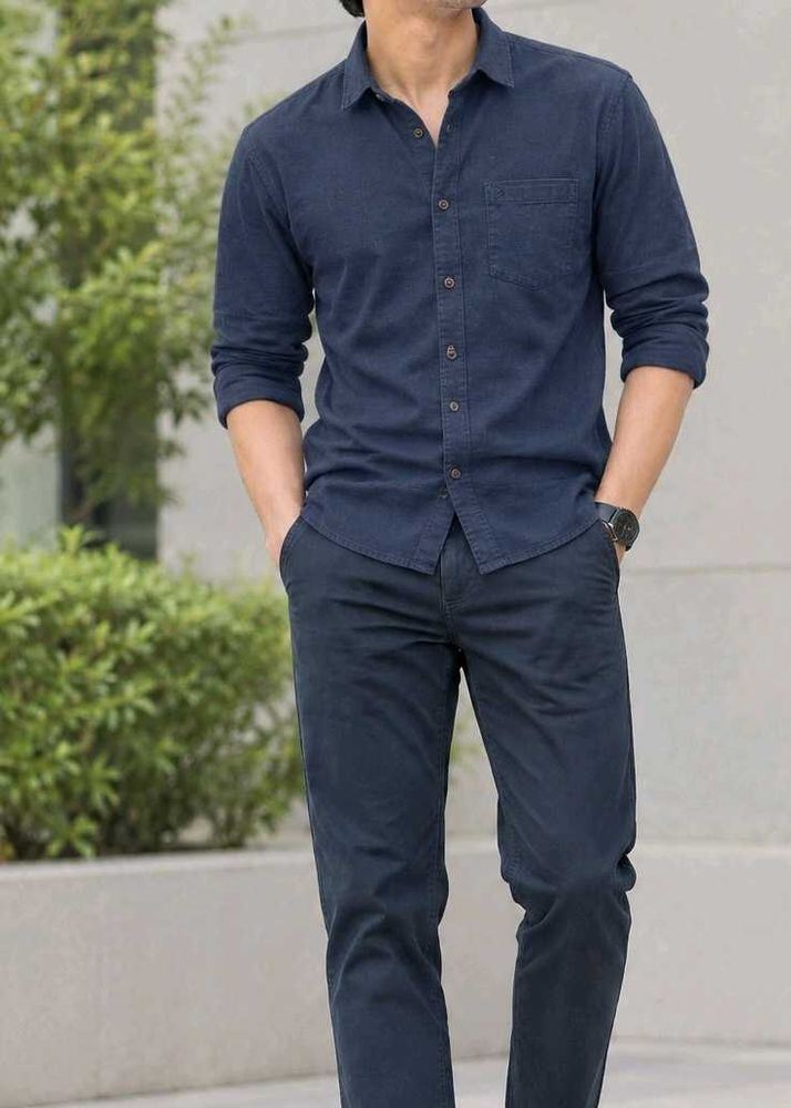 Men's Navy Blue Casual Shirt