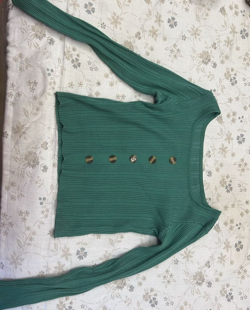 Green ribbed top