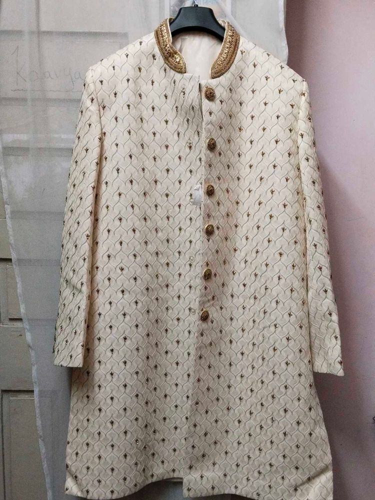 Men's Sherwani Kurta with Gold Embroidery