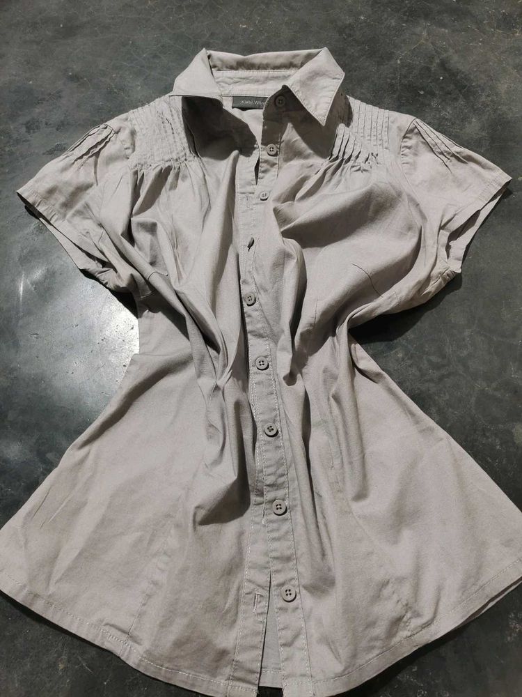 Grey Short Sleeve fitted Shirt