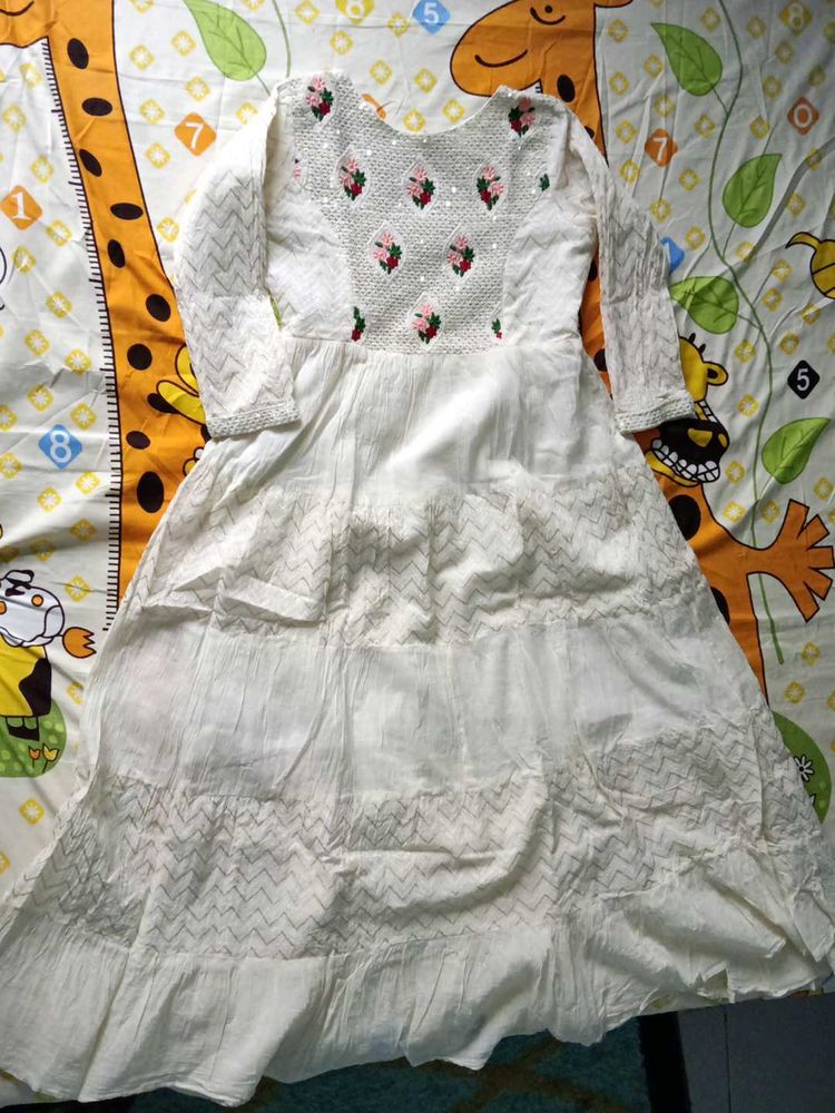 Elegant White Embroidered Gown