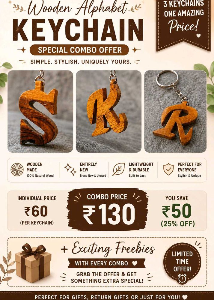Wooden Alphabet Keychain Combo