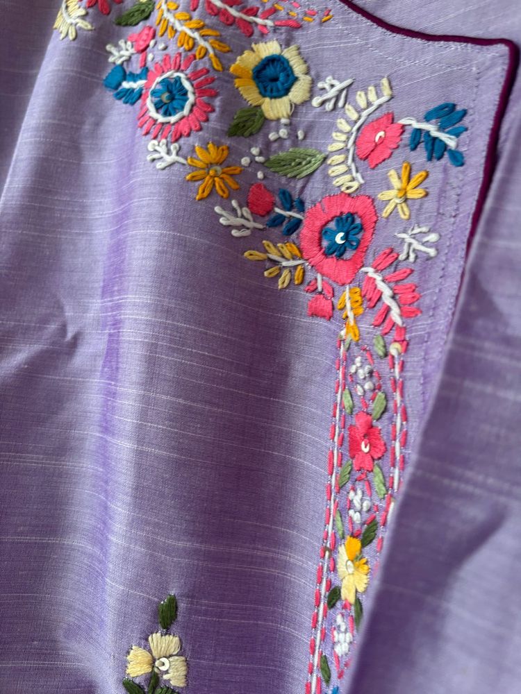 lavender Embroidered Kurta