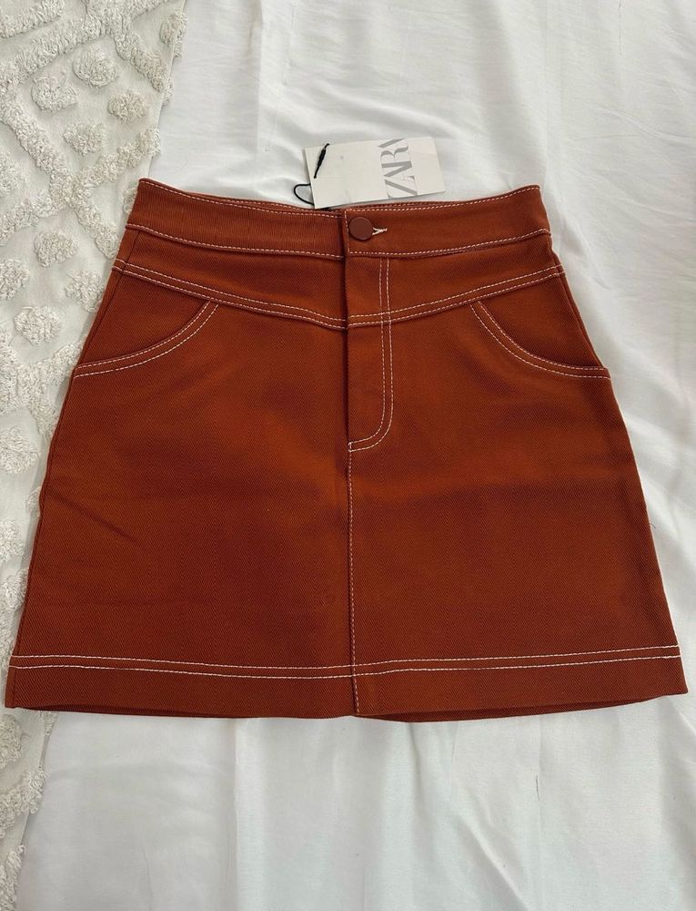 NWT ZARA Rust Skirt