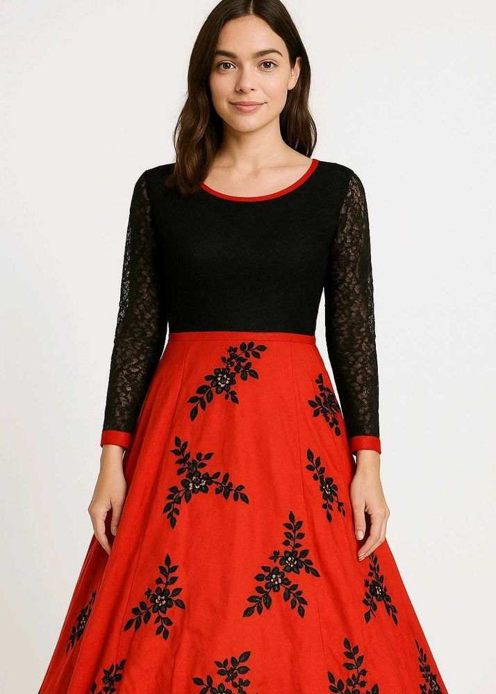 Black &amp; Coral Long Dress