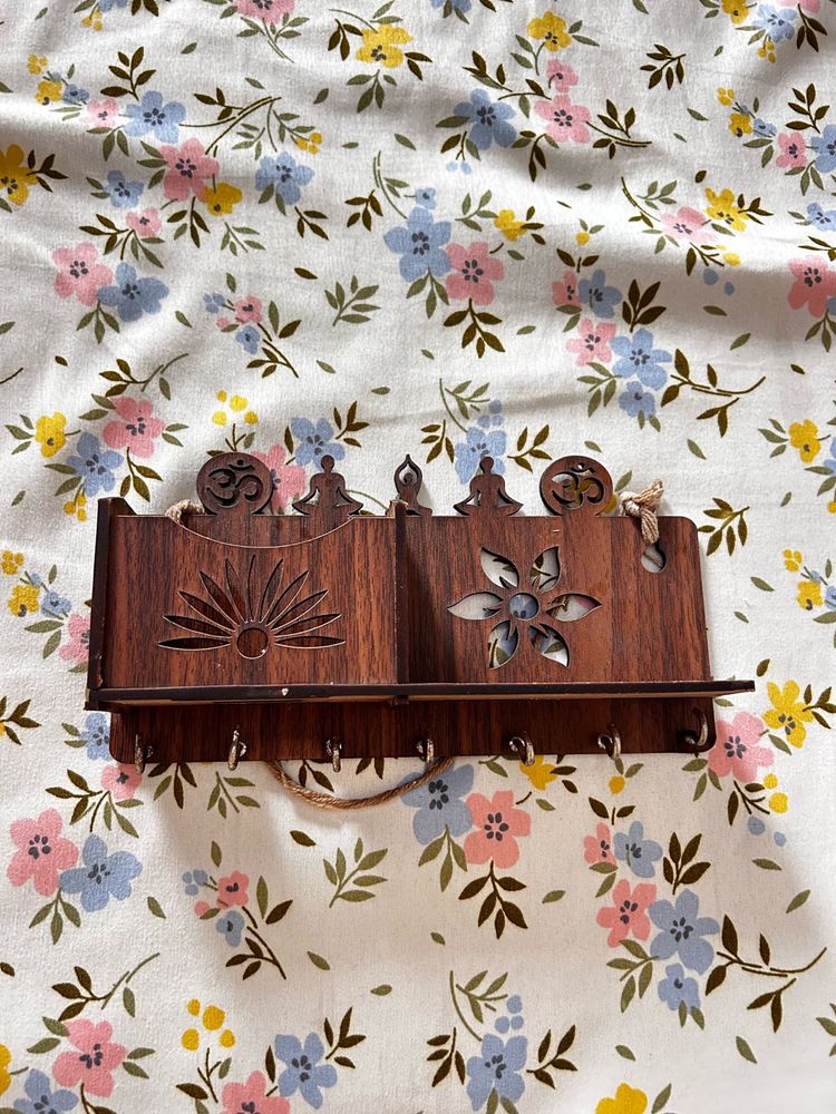 Wooden Key Holder with Om &amp; Yoga Design