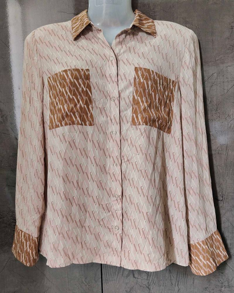 Worthington Women's Geometric Print Button-Down Sh