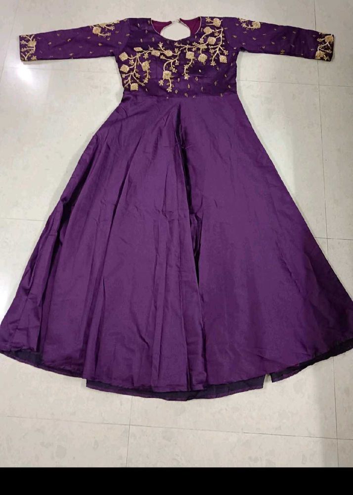 Elegant Purple Embroidered Anarkali Dress
