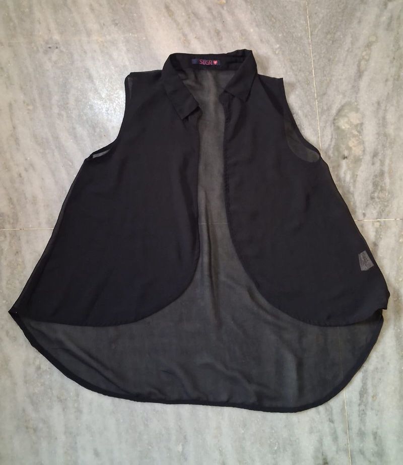 Chic Black Sleeveless Shrug