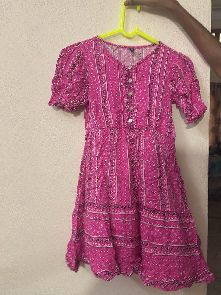 Boho Pink Floral Mini Dress
