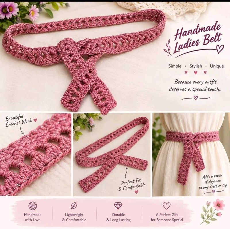 Handmade Crochet Ladies Belt