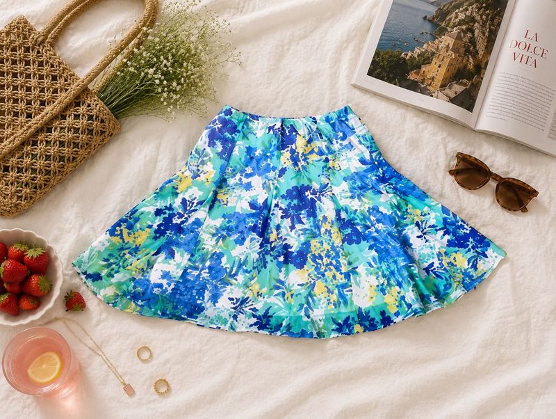 Cute Korean Floral Skirt💚💙