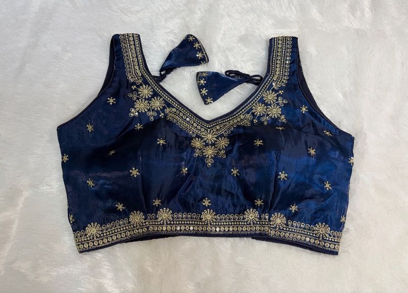 Navy blue organza blouse