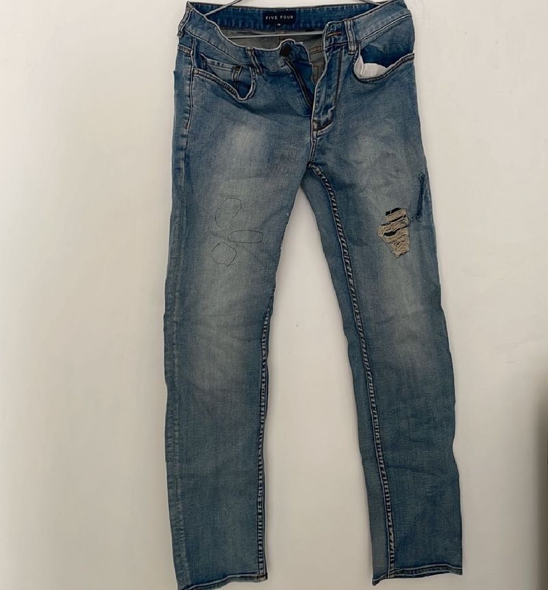 Distressed Blue Jeans