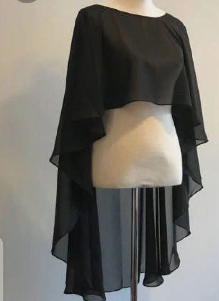 y2k sheer black cape top