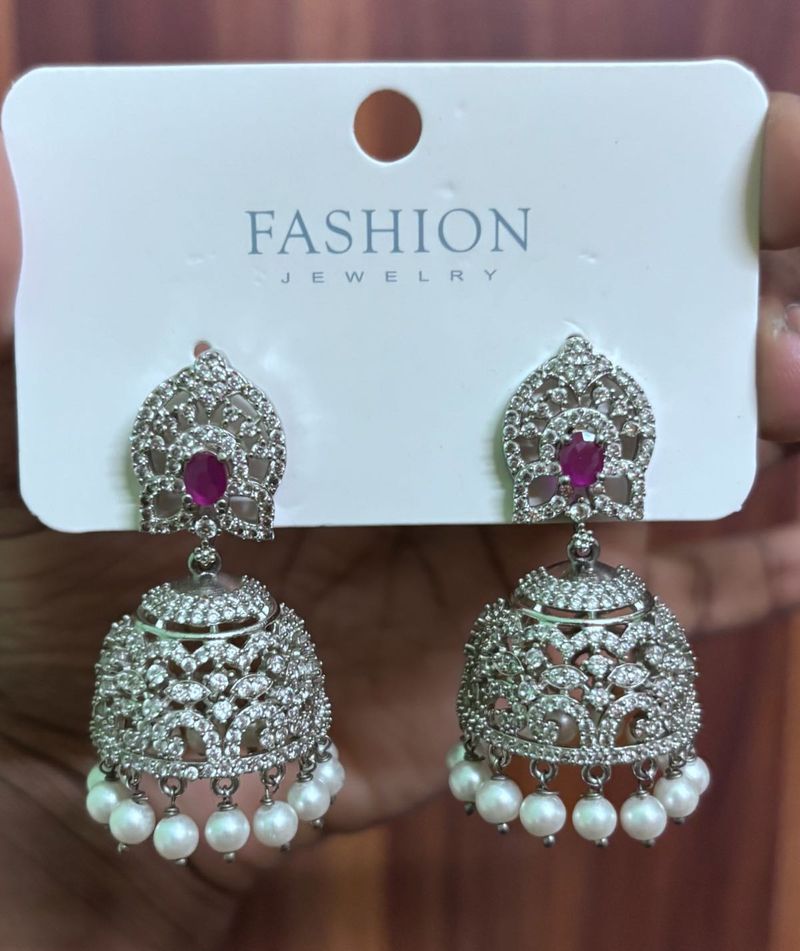 Elegant Jhumka Earrings with Pearls