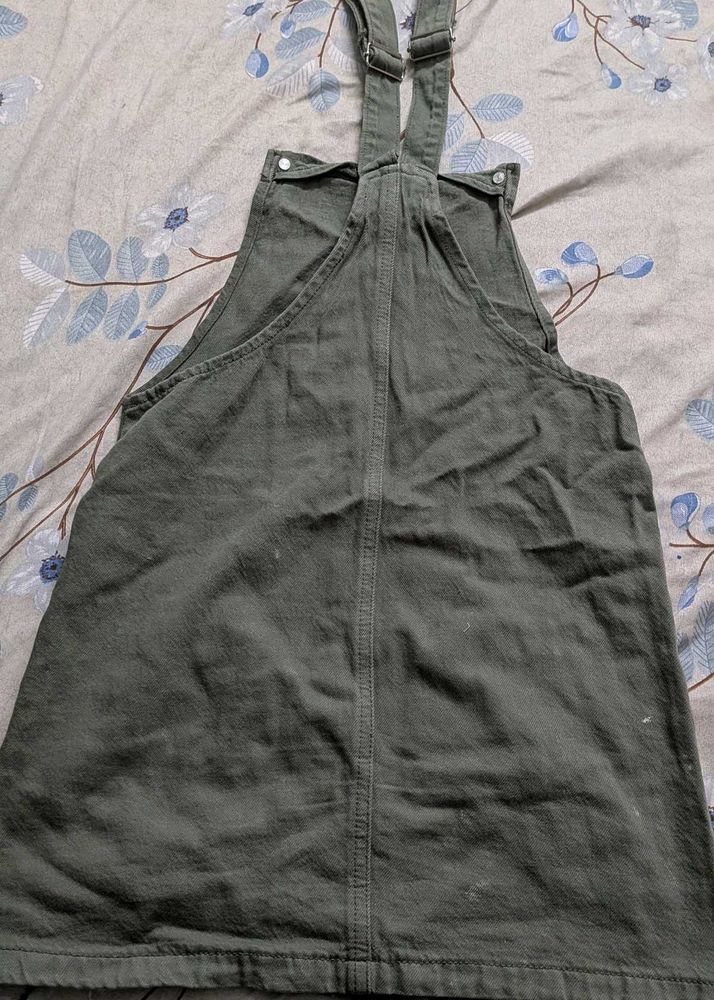 Olive Green Pinafore Dress denim