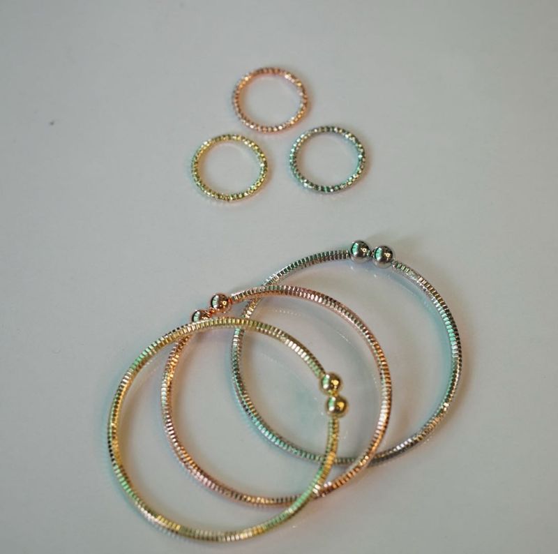 Delicate Stackable Bangles &amp; Rings Set