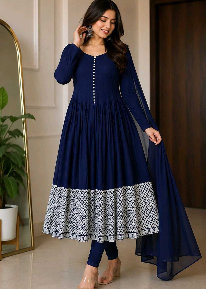 Elegant Navy Blue Anarkali Set