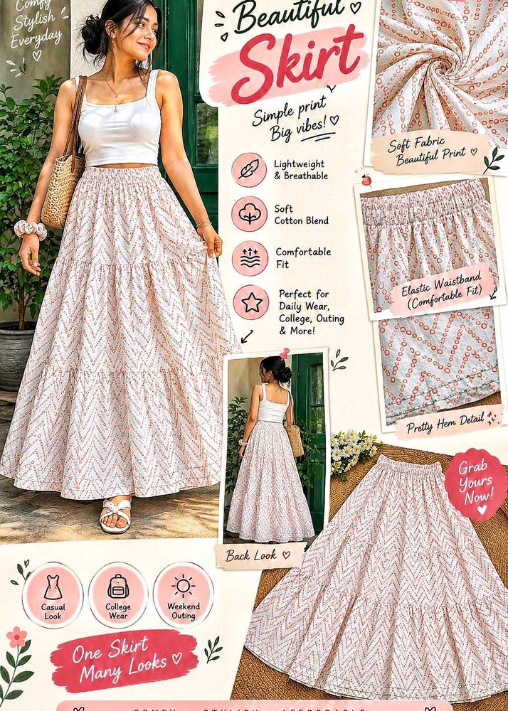 Beautiful Tiered Maxi Skirt with Print