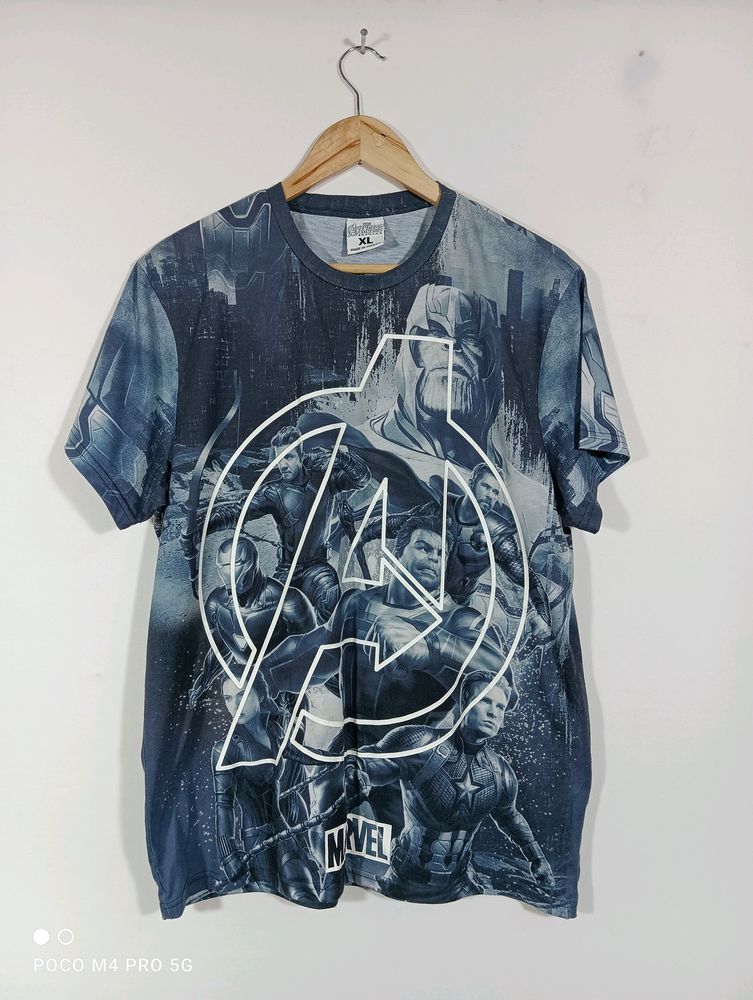Greyish Blue Graphic Printed T-Shirt ( Men's)