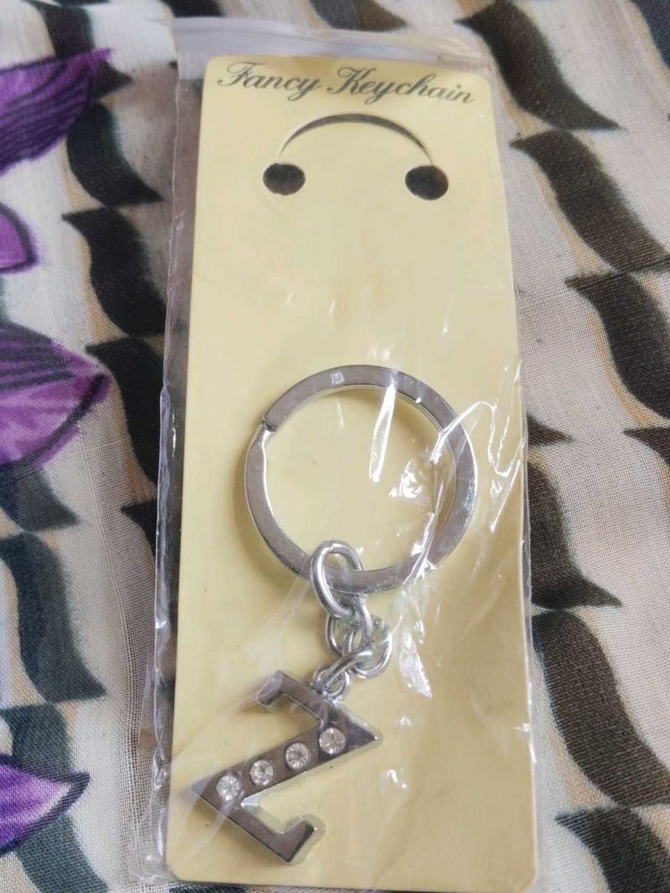 Letter Z Keychain with Rhinestones