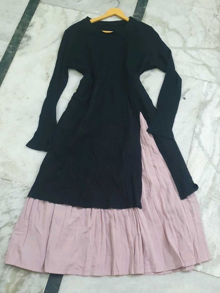 Black &amp; Pink Tiered Dress