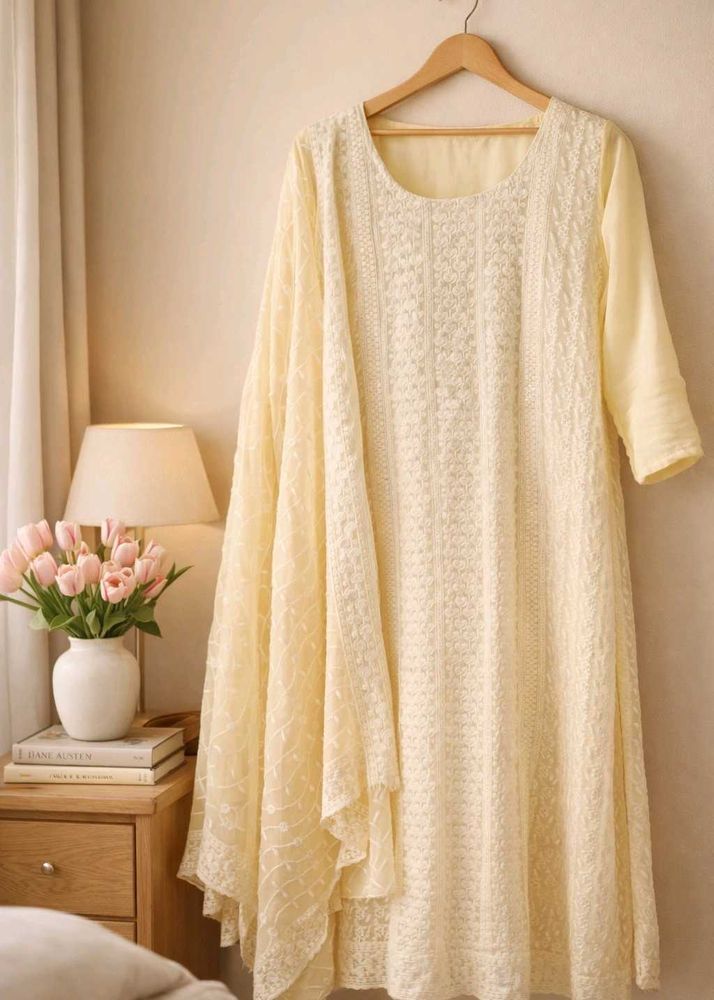 Butter Yellow Kurtha Set