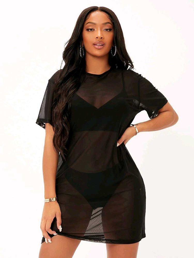 Sheer Mesh Mini Dress