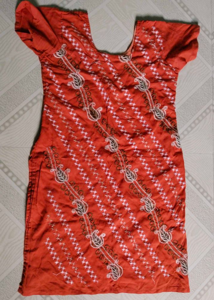 Orange Embroidery Kurta