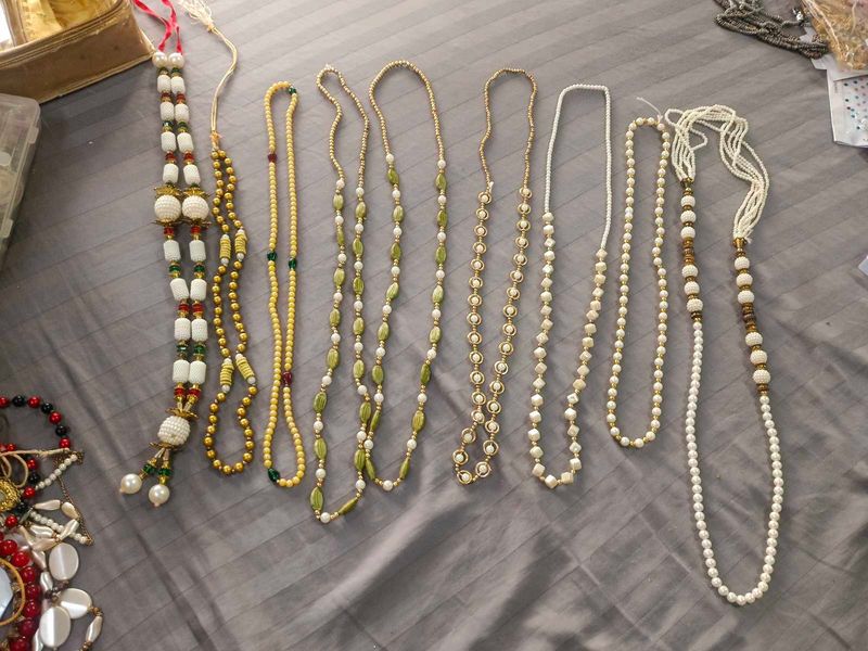 Assorted 9 Beaded Necklaces mala