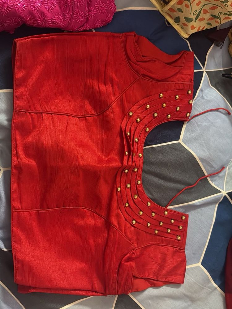 Elegant Red Readymade Saree Blouse
