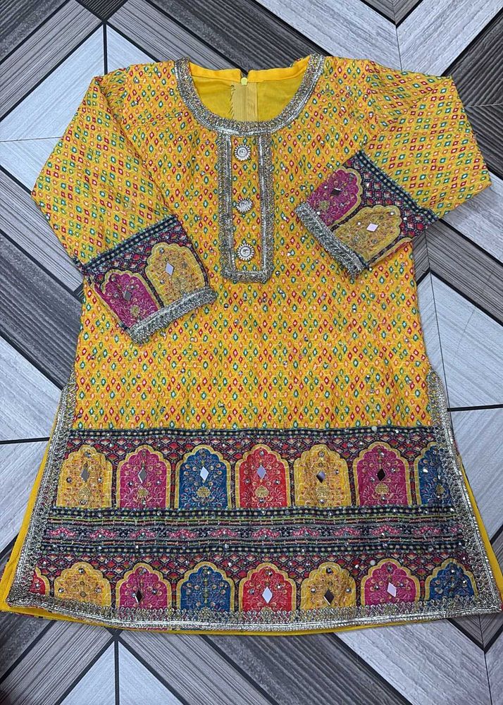 Embroidered Yellow Kurta with dupatta