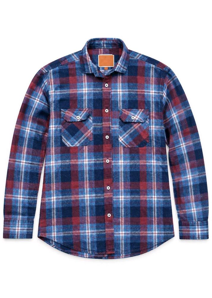 Men's Blue Plaid Flannel Shirt size (L)