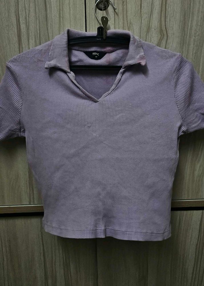 Cute Purple Ribbed Top