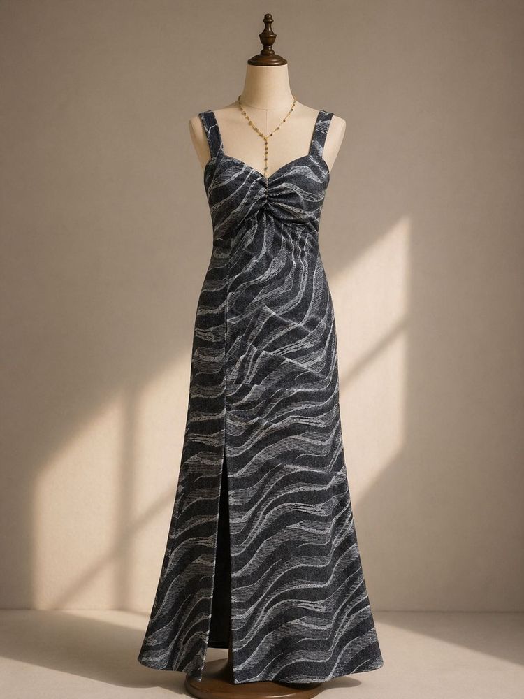 Elegant Ruched Sparkle Maxi Dress