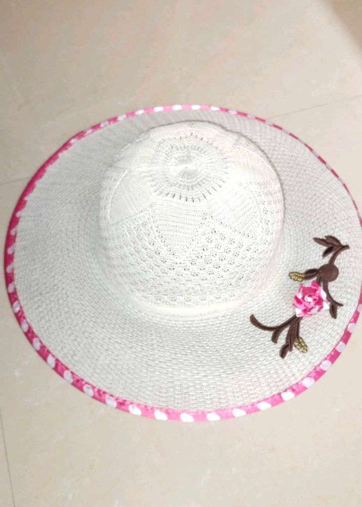 🌸 Cream Floral Summer Sun Hat | Stylish Wide Brim