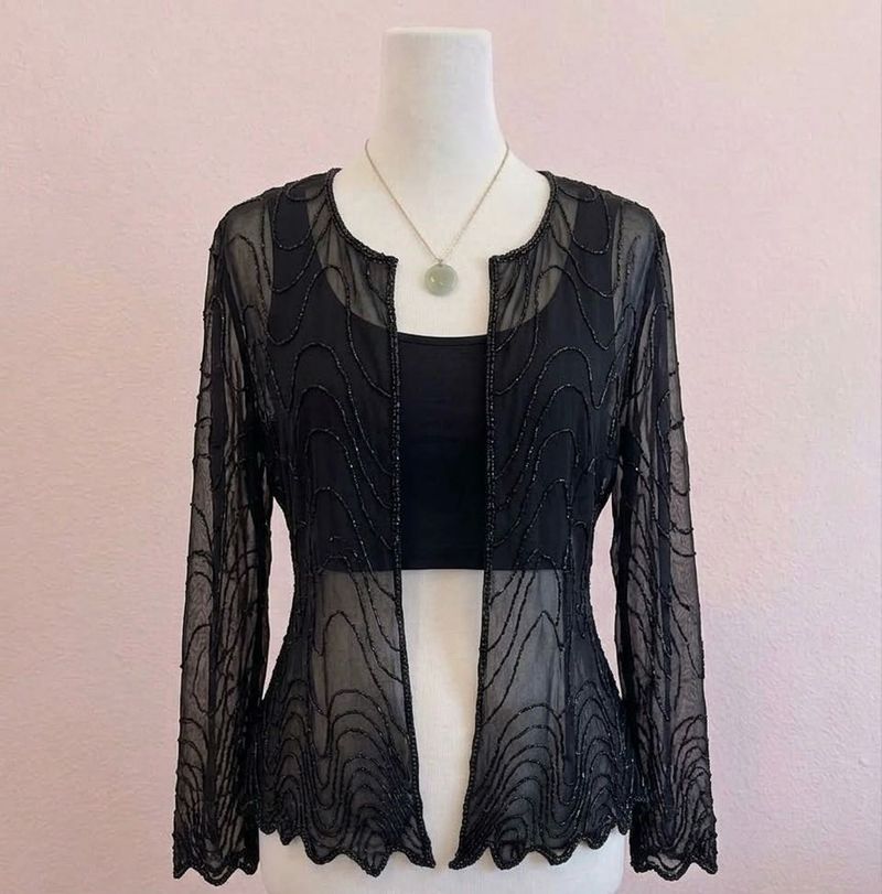 Elegant Beaded Black Blouse