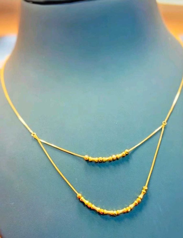 Double Layer 18kt Gold Necklace With Proper Bill