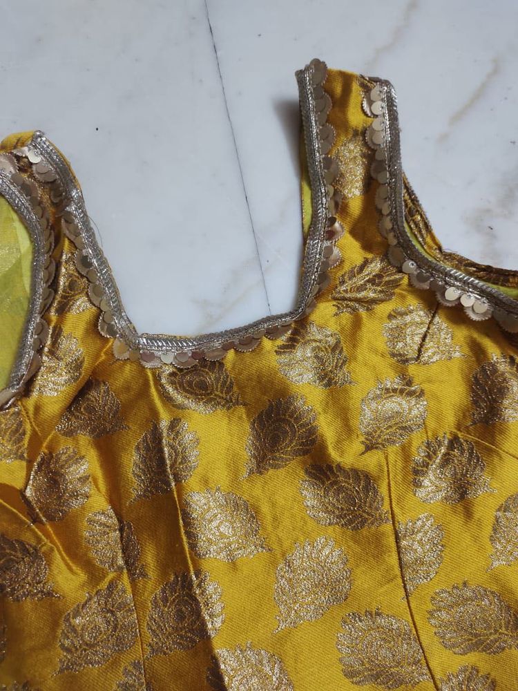 Elegant Yellow Brocade kurti