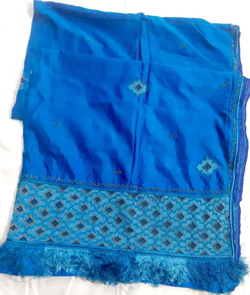 Vibrant Blue Pure Banarasi Silk Embroidery Dupatta