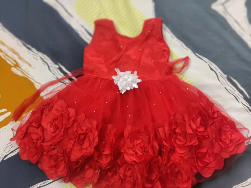 Red Flower Girl Dress