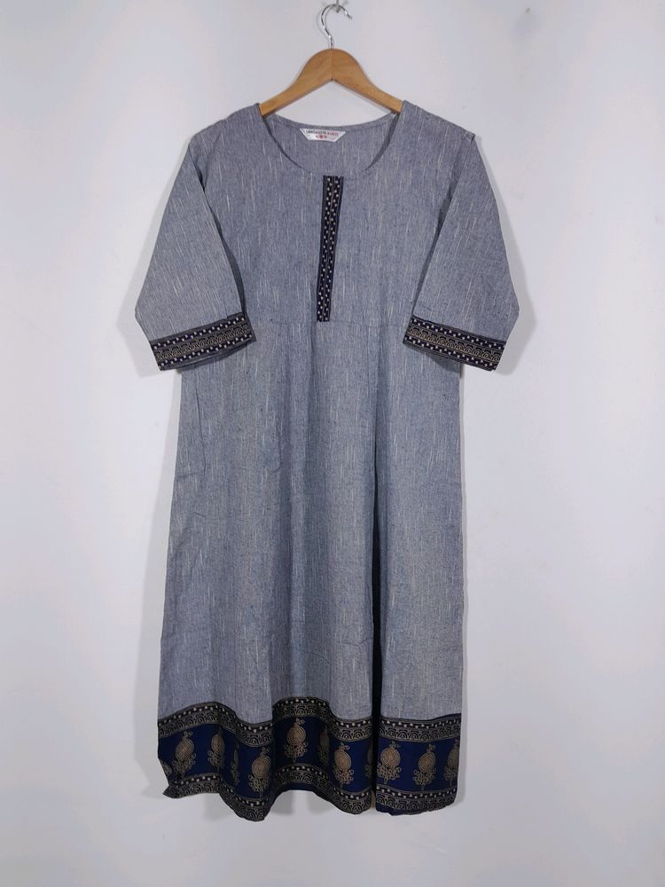 Sanganeri Grey  Kurtas(Women's)