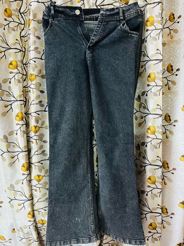 Womens Flared Dark Wash Jeans